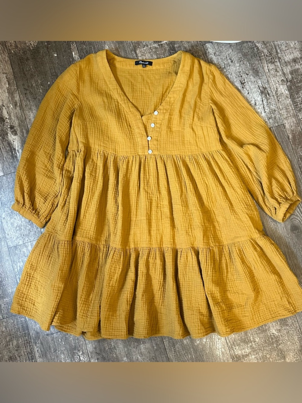 Madewell Lightspun Colette Mini Dress Mustard Yellow Size 00